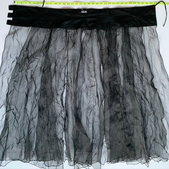 French Designer Biche de Bère vintage tiered/crinkled/pliseé sheer maxi skirt - Picture 8 of 15